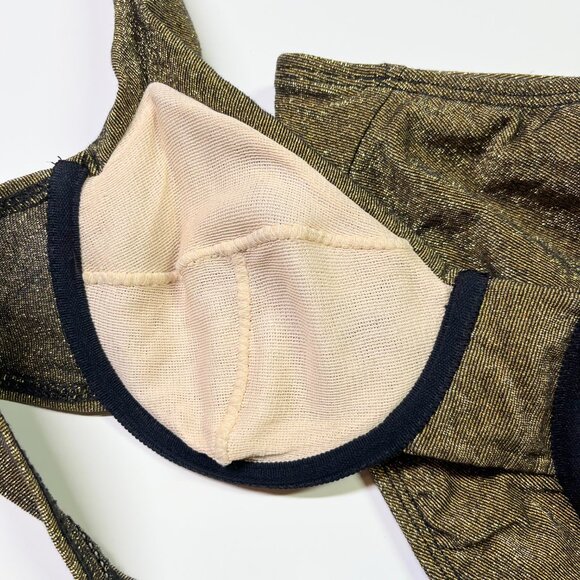 Vintage Côte d'Azur Size 10 Bikini Set Underwire Top Briefs Metallic Gold - Picture 8 of 11